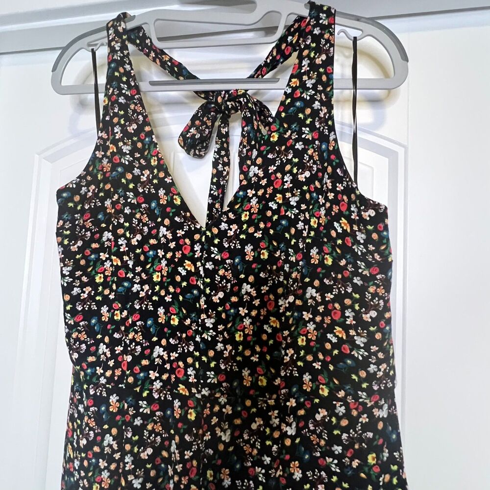 Francesca's Mi Ami Black Floral Halter Jumpsuit